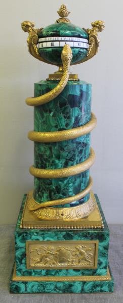 Outstanding Empire ? Malachite & Bronze Mounted Annular: Clock. Probably from the workshop of Jean Antoine Lepine ( Horologist to the Empress Josephine ) A similar clock sold at Christies in London in Nov 2007 sale # 7464 , lot # 268 . Appears to be unsigne