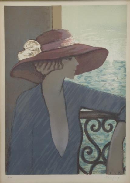 CASSIGNEUL, Jean Pierre. Hand-Signed Lithograph.: Signed lower right, inscribed 'E.A.' lower left. From a Long Island, NY estate. Dimensions: Image - 25.25" high x 18.25" wide. Condition: Very good, not examined out of frame.
