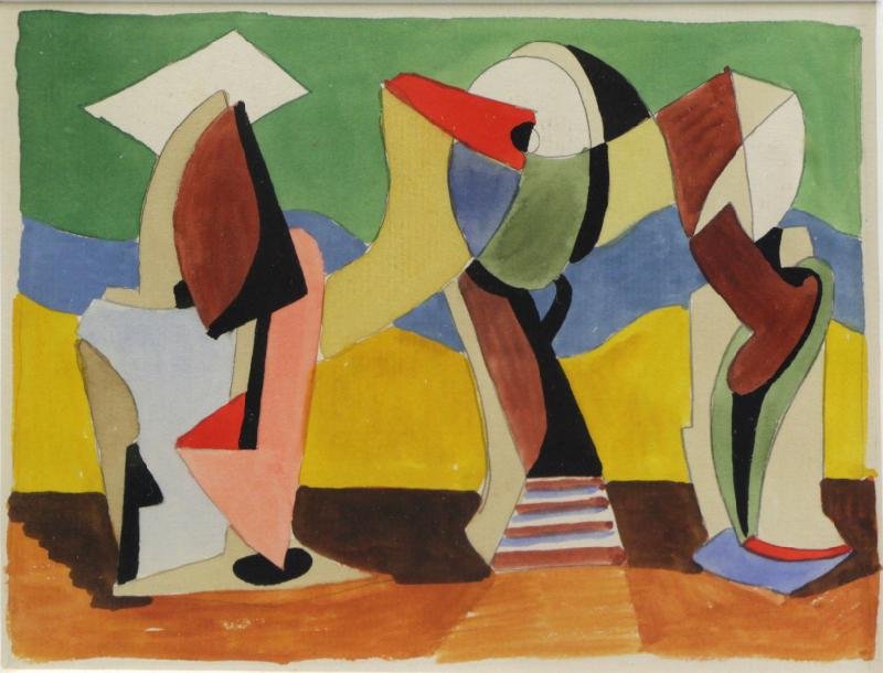 STONE, Louis K. 1938 Abstract Gouache & Watercolor: on Paper. Not visibly signed. Snyder Fine Art, NYC gallery label verso. Purchased by the consignor from the artist's daughter. Louis K. Stone, American, 1902 - 1984. From the Bronxville, NY estate of