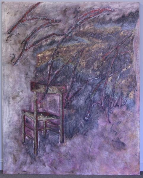 WELLS, Lynton. "Landscape" 1984.: Signed, titled, and dated verso. The Sable Castelli Gallery Limited label verso. Lynton Wells, American, active in New York, b. 1940. From a corporate New York art collection in storage. Dimensions: 8