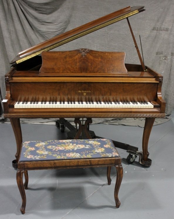 Knabe Louis XV Style Piano and Bench.: #126924 Dimensions: 55.5"w x 60" long.