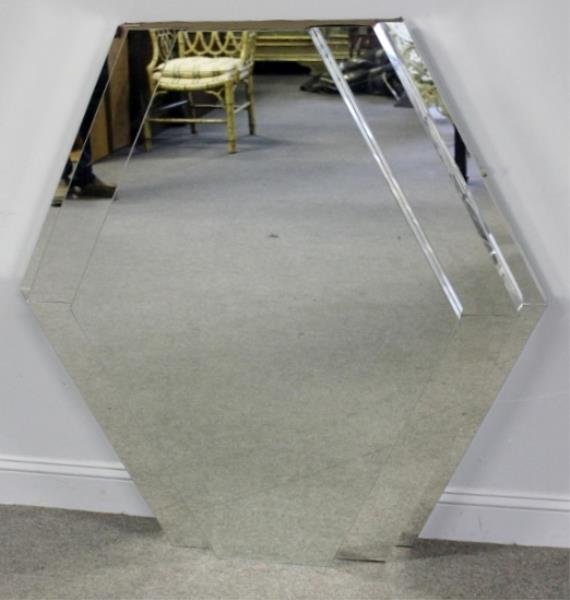 Karl Springer ? Stepped Mirror.: From an East 62nd St. NYC estate where decorator used Springer. Dimensions: 48" w x 48" h. Condition: Good.