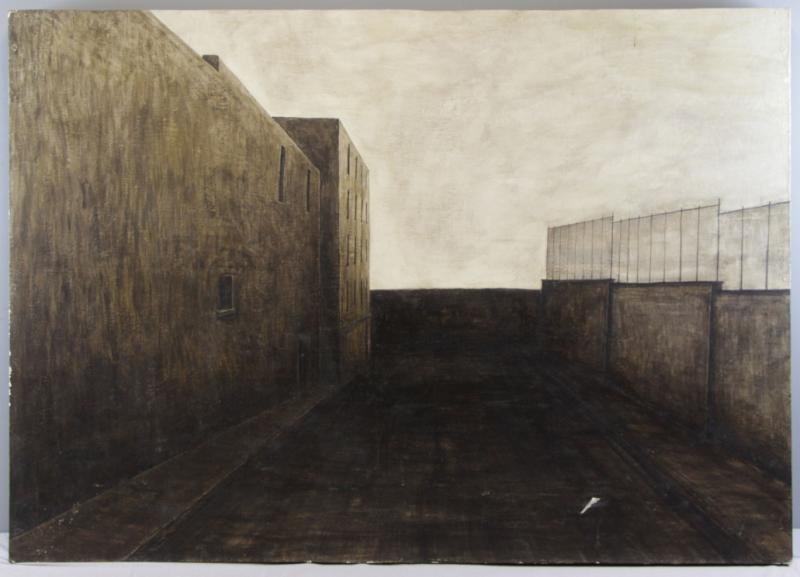 NELSON, Joan. Untitled (#438), 1984, Egg Tempera: on Masonite. Signed and dated verso. Exhibited at PPOW Gallery, New York in 1985 with exhbition label verso. Joan Nelson (American, b. 1958). From a Purchase, NY collection. Dimensions: 34" high x 48.