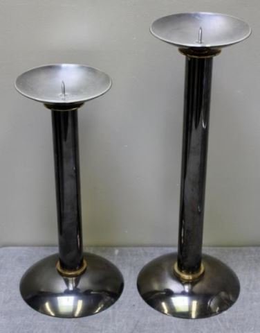 Midcentury Matching Karl Springer Prickets.: From a Manhattan, NY estate. Dimensions:20" h and 16" h.