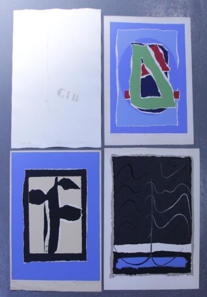 Adja Yunkers. Lot of 4 Abstract Prints. 1 Intaglio: and 3 Lithographs. (P41) All pencil signed and numbered. Editions from AP to 35. From the collection of Adja Yunkers. Dimensions: Image/plate sizes from 25" to 35" and 30" to 40". Condition: Various,