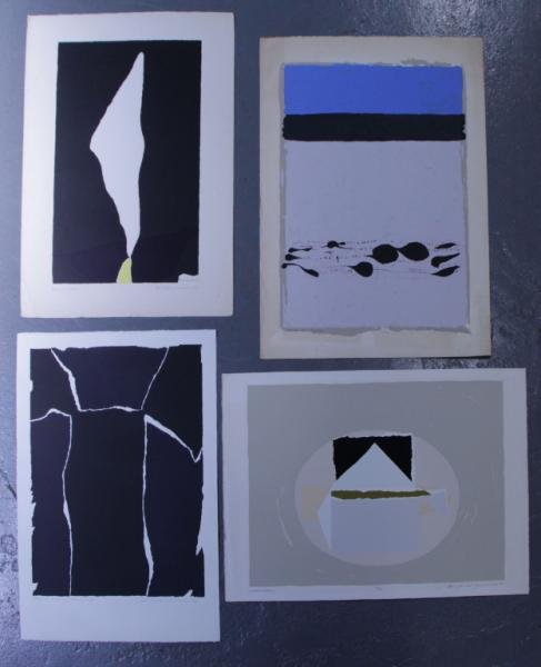 Adja Yunkers. 4 Abstract Lithographs. (P57).: All pencil signed and numbered. Editions from proof to 35. From the collection of Adja Yunkers. Dimensions: Image/plate sizes from 21" x 31" to 35" x 26". Condition: Various, loose, unframed. As found