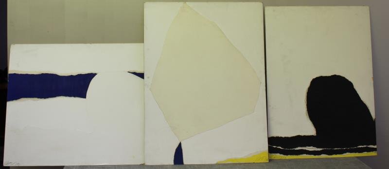 Adja Yunkers #104. 3 Acrylic Collages: Includes "Floating Island" signed lower left and inscribed on back. Together with "Agean XX" signed lower right and inscribed verso. Also with "Agean XX" signed lower left. From the collection of Adja