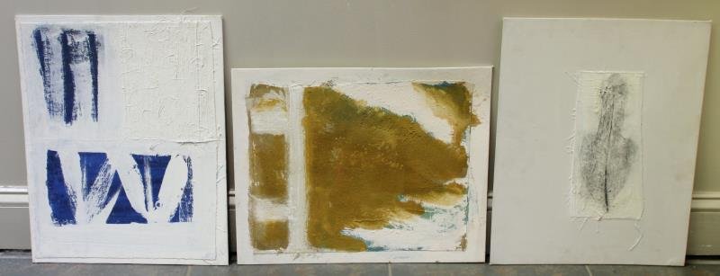 Adja Yunkers #114. 3 Acrylic Collages.: Includes "Enigma II" titled, inscribed and dated 1981 verso. Together with "Enigma III" inscribed and dated 1981 verso, and an unsigned example. From the collection of Adja Yunkers. Dimensions: II - 1