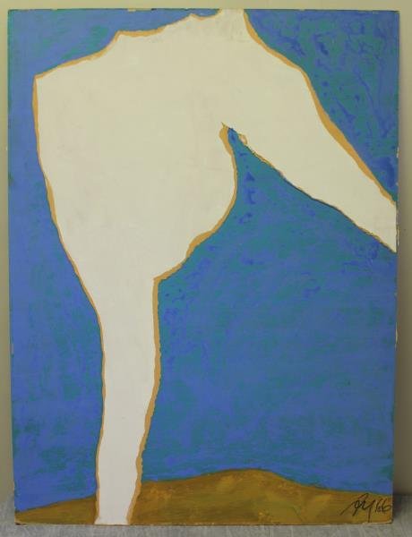 Adja Yunkers #133. "Cloud in the Pants Mayakovsky": Collage on masonite. Titled signed and dated 66 lower right and inscribed verso. With original Allrich Gallery label. From the collection of Adja Yunkers. Dimensions: 40" h x 30" w. Condition: Edge lo