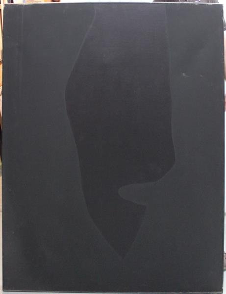 Adja Yunkers #76 "The Couple in Black and Purple".: Acrylic on canvas. Signed, titled and dated 1969 verso. From the collection of Adja Yunkers. Dimensions: 58.25" high x 48" wide. Condition: As found in a storage unit, some with light soiling and fing