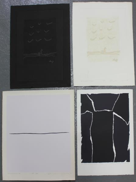Adja Yunkers. Lot of 4 Abstract Prints. (P75): Includes 3 intaglio and a lithograph. Includes 3 intaglio. Editions AP/5 to 50. From the collection of Adja Yunkers. Dimensions: Range from 32" x 26" to 24" x 32." Condition: Various, loose, unframed.