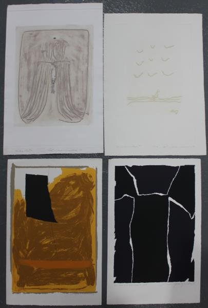 Adja Yunkers. Lot of 4 Abstract Prints (P79): Includes 2 intaglios. All pencil signed and dnumbered. Editions AP to 50. From the collection of Adja Yunkers. Dimensions: Range from 24" x 32" to 24" x 32." Condition: Various, loose, unframed. As fo
