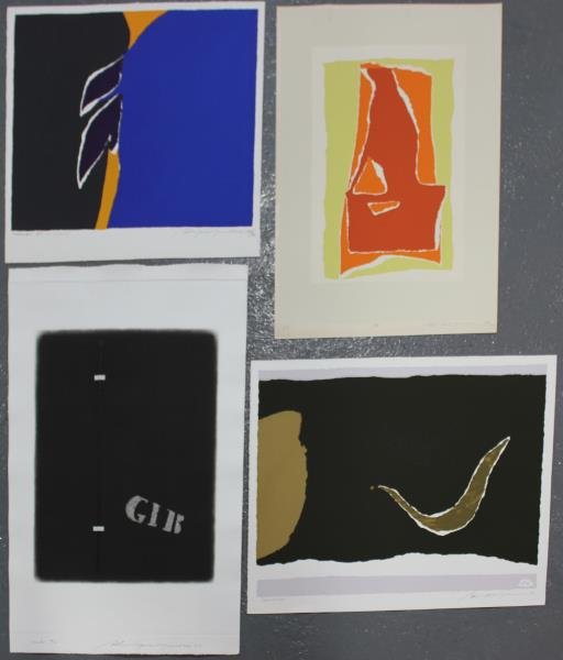 Adja Yunkers. Lot of 4 Abstract Prints. (P83): Includes 1 intaglio with collage "One #1" and 3 lithographs. All pencil signed and numbered. Editions AP to 90. From the collection of Adja Yunkers. Dimensions: Range from 30" x 40" to 24" x 33." Cond