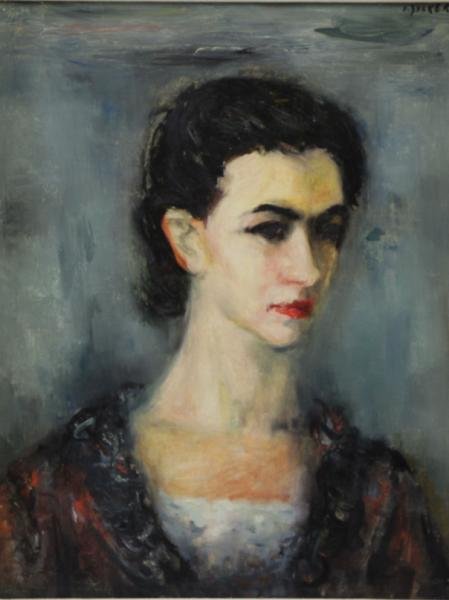 ZUCKER, Jacques. Oil on Canvas. Portrait of Woman.: Signed upper right. Jacques Zucker (Polish/American, 1900 - 1981). From a Manhattan, NY location. Dimensions: 18.5" high x 14.25" wide. Condition: Good, surface dust.