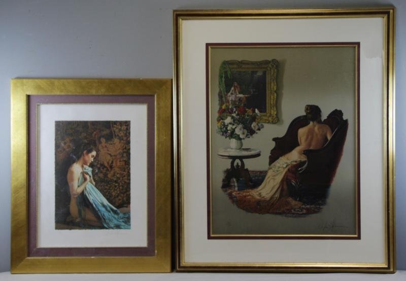 HOFMANN, Douglas. Two Signed Lithographs.: "Lady of Shacot" - pencil signed and numbered 212/300, image - 27" high x 22.5" wide. Kneeling nude - pencil signed and numbered 20/300, image - 18.5" high x 13" wide. Douglas Hofmann (American, b. 19