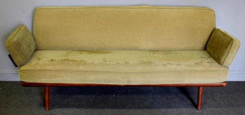 Midcentury Peter Hvidt for John Stuart Daybed.: John Stuart button label. From an Irvington, NY estate. Dimensions: 82" w x 20" d x 36" h.