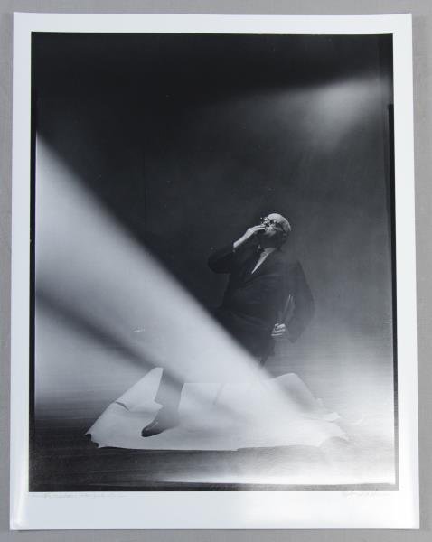 NEWMAN, Arnold. Gelatin Silver Print. "Thorton: Wilder, New York 1962". Signed (c) Arnold Newman lower right in margin below image and titled lower left, signed verso and with photographer's stamp verso. Arnold Newman (American, 1918-2006). From a