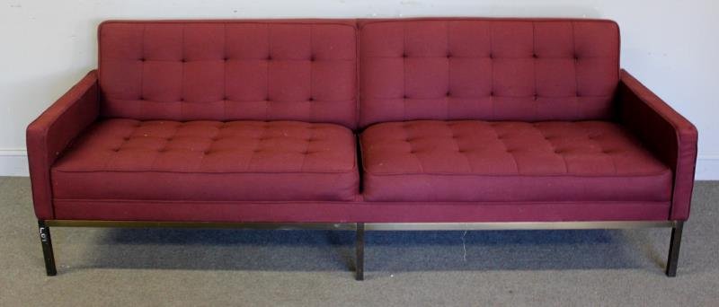 Midcentury Florence Knoll Sofa.: City of Tulsa metal tag to base. From a New Canaan, CT estate. Dimensions: 84" w x 31" d x 28.5" h. Condition: Good.