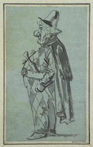 ORLOWSKI, Alexander O. Ink on Paper. Charicature: of The Architect Giacomo Quarenghi. Mounted on laid paper, signed or inscribed on mount 'Orlowski 1812' lower right. Further inscribed in pencil on mount verso with title. Alexander Osipovich Olowski