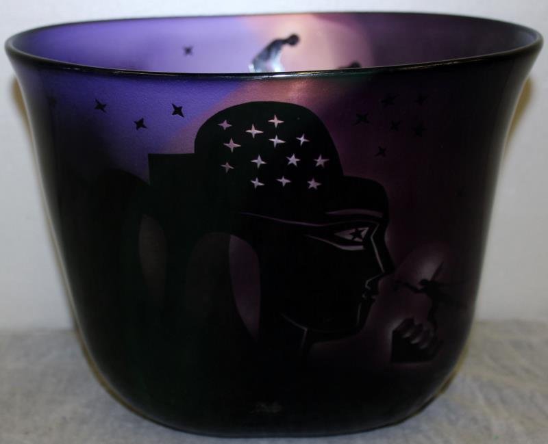 Bertil Vallien Signed Art Glass Bowl.: Signed on base 'B.,Vallien' and marked 'Kosta B 340- 305gyd340'. From a West 57th St NYC collection. Dimensions: 10.75" wide x 8.5" deep x 8.75" high. Condition: Good.