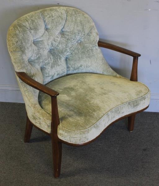 Midcentury Edward Wormley for Dunbar Janus Chair.: Labeled to underside. From a Manhattan, NY estate. Dimensions: 27" w x 27" d x 38.5" h. Condition: Good. Reupholstered.