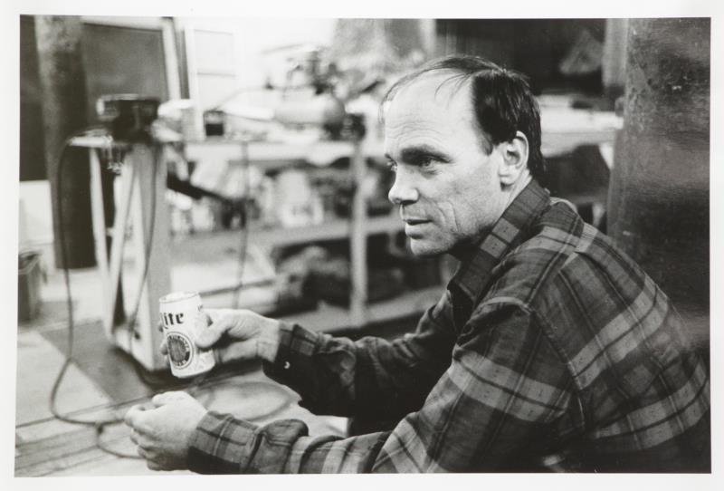 MARCOPOULOS, Ari. Photograph of Artist Michael: Heizer. Not visibly signed. Ari Marcopoulos (Dutch b. 1957, active in New York and California). From a Riverdale, NY location. Dimensions: Image - 11.5" high x 18" wide. Condition: Good, not examined