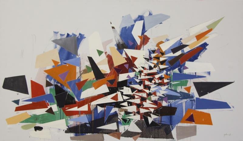 GOODNOUGH, Robert. "Uplift I" Oil on Acrylic on: Canvas, 1989. Signed and dated lower right, further signed, dated and titled verso. Robert Arthur Goodnough (American, 1917 - 2010). From a Westport, CT estate. Dimensions: 48" high x 84" wide. Condit