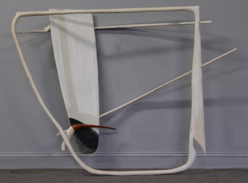 MICHAEL, Creighton. "Navigator (7)" Acrylic, Wood: & Muslin. Creighton Michael (American, b. 1949). From a Rye, NY home. Dimensions: 51" high x 66" wide x 17.5" deep. Condition: Overall good, structurally sound, free of breaks or cracks, a few small b