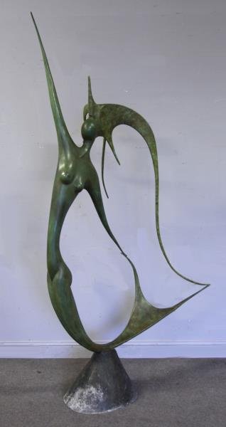 BRONSTEIN, Leon. Large Bronze Mermaid.: Signed and numbered on the tail: 'L. Bronstein 3/10 / (c)'. Leon Bronstein (Russian, b. 1951, active in Israel). From a Westport, CT estate. Dimensions: 90.5" high x 46" wide x 21" deep. Condition: Ve