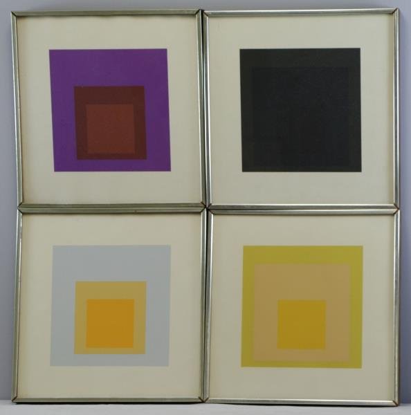 ALBERS, Josef. 4 Unsigned Serigraphs from "Homage: to the Square." Published by Ives-Sillman, Inc. New Haven with their blindstamp in the lower right corners. Josef Albers (American/German, 1888-1976). From a Brooklyn, NY home. From a Brooklyn, NY hom