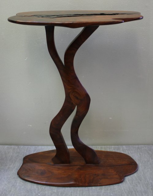 Robert Whitley Organic Sculpted Side Table.: Signed Whitley to base. From a Scarsdale, NY estate. Dimensions: 17" w x 8" d x 22" h, table top - 15" w x 6.75" d.