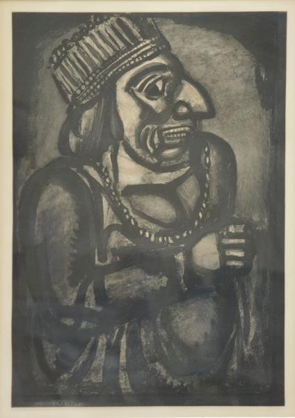 ROUAULT, Georges. Aquatint and Drypoint. "We Think: Ourselves Kings," Plate VII From "Miserere" 1923. Georges Rouault (French, 1871–1958). Signed and dated in the plate lower left. Dimensions: Plate - 23" high x 16.25" wide. Condition: Good. Framed b