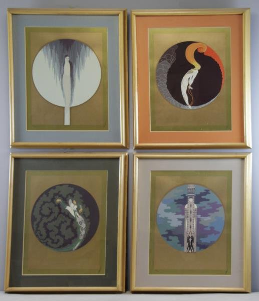 ERTE. "The Four Emotions" Serigraph Suite.: All pencil signed lower right and numbered 163/300 lower left. With Circle EA Corp blind stamp lower left. Romain de Tirtoff/Erté (Russian/French, 1892-1990). From a West 72nd St NYC estate. Dimensio