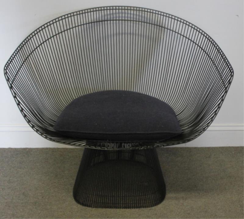 Midcentury Warren Platner Lounge Chair.: With possibly later cushion. From a Manhattan, NY estate. Dimensions: 35" w x 24" d x 29.75" h. Condition: Good.
