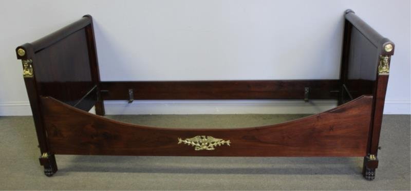 French Empire Bronze Mounted Daybed.: From a West 89th Street NYC estate. Dimensions: 84" w x 44.5" d x 34" h.