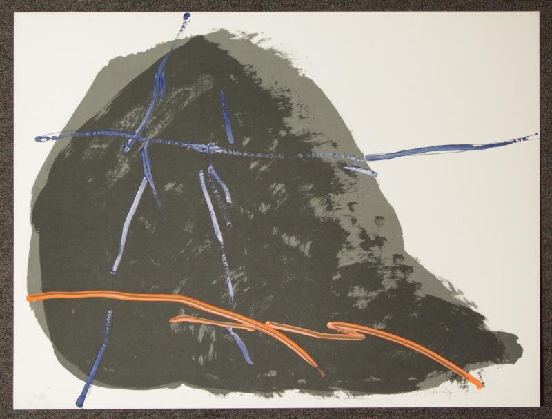 PARKER, Ray. Lithograph with Hand Painted Acrylic.: Pencil signed lower right and numbered 26/70 lower left. Published by Grippi Galleries. Ray Parker (American, 1922-1990). From a New Rochelle, NY home. Dimensions: 32.25" high x 40" wide. Condition: U