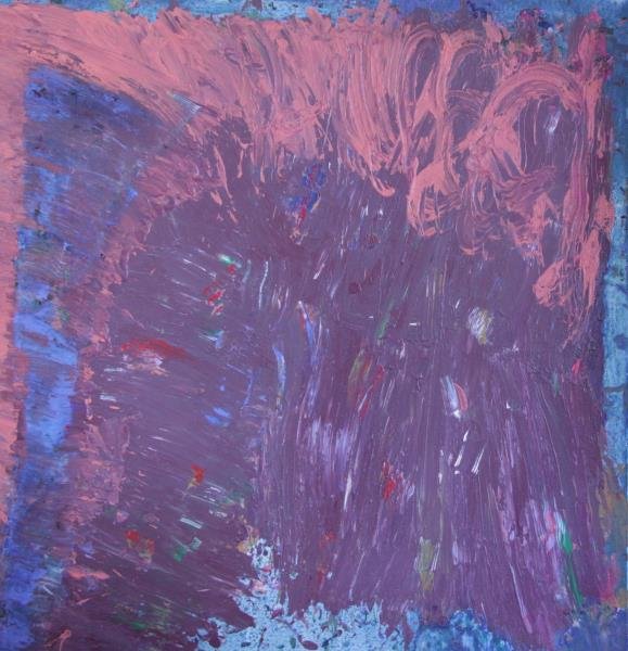 WOFFORD, Philip. 1975 Acrylic Abstraction "Dutch": Signed verso with date and title, remnants of gallery label verso. Philip Wofford, (American-New York, b. 1935). From a Mt Vernon, NY Storage location. Dimensions: 72" high x 72" wide. Condition: Crac