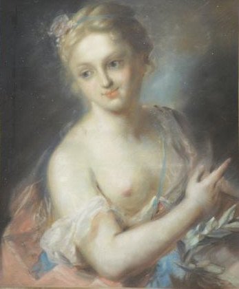 Unsigned 19th C. Pastel of a Bare Breasted Beauty. (1 of 4)