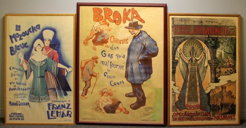 Lot of 3 Vintage French Lithograph Theatrical (1 of 7)
