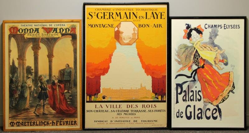 Lot of 3 Vintage French Lithograph Posters. (1 of 9)