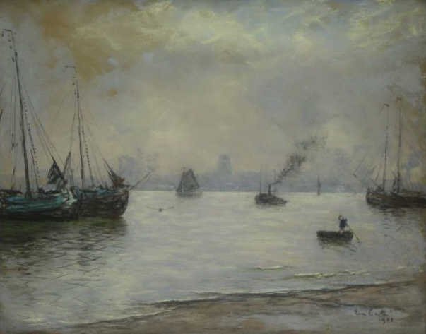 TEN CATE, Siebe J. Pastel on Paper. Boats Near the (1 of 6)