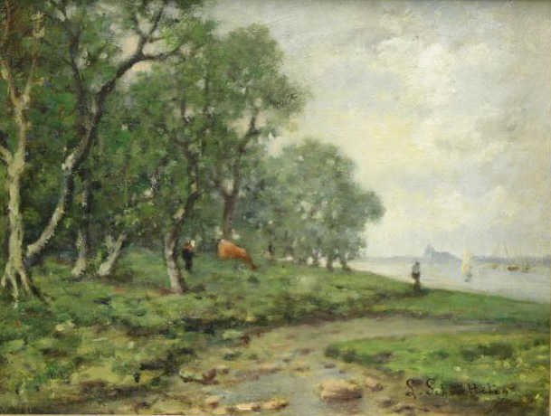 SCHOUTTETEN, Louis. Oil on Wood Panel. Barbizon (1 of 5)