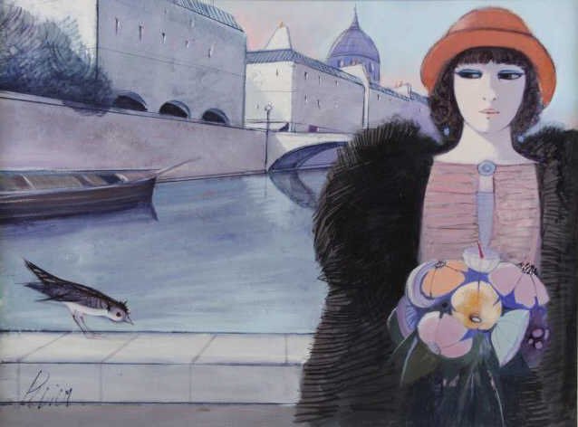 LEVIER, Charles. Oil on Canvas. "Sur Le Port". (1 of 7)