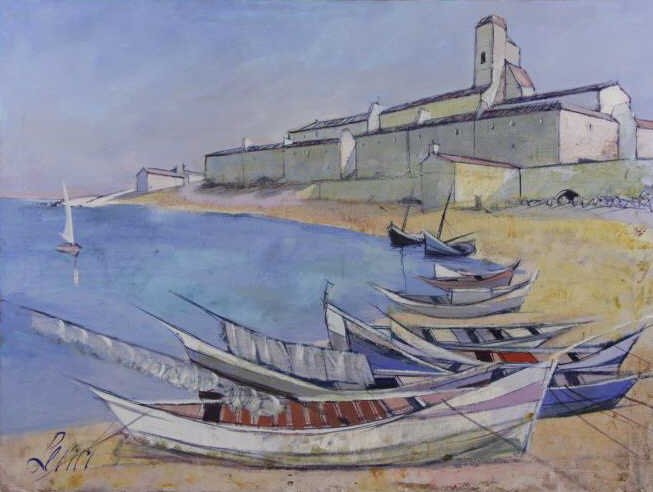 LEVIER, Charles. Oil on Canvas. "Sur La Plage". (1 of 5)