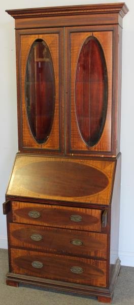 Edwardian Satinwood Secretary Bookcase. (1 of 5)