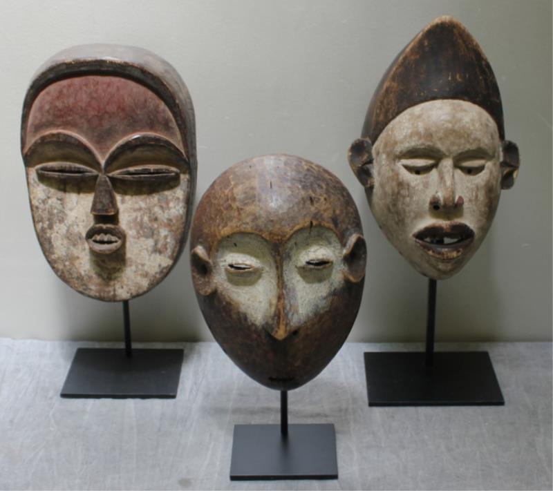 3 African Masks - A Lega Monkey Mask (Zaire). (1 of 8)