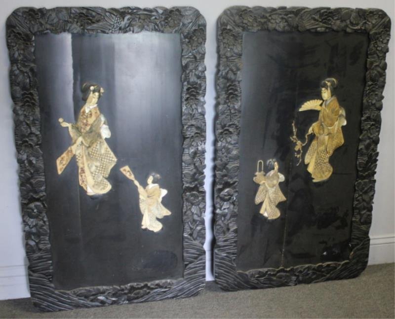 2 Asian Carved Framed Panels As / Is (1 of 6)