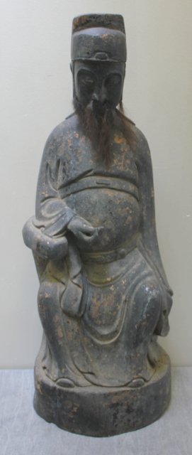 A Large Carved Wooden Chinese Figure of a Scholar (1 of 6)
