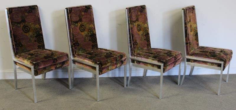 Midcentury Set of 6 Polished Steel Dining Chairs. (1 of 4)