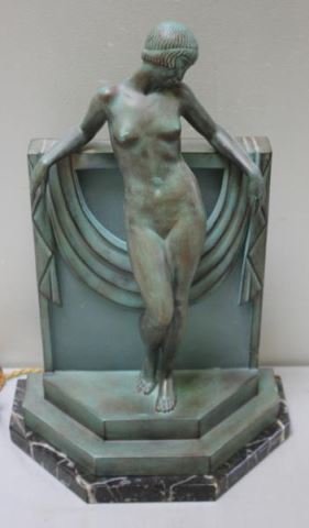 FAYRAL. Art Deco Figural Bronze Lamp. (1 of 7)